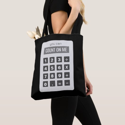 Je kunt op mij rekenen, grappige rekenmachine canv tote bag (Dichtbij)