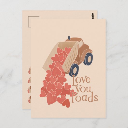 Je laadt een pompwagen met hart briefkaart (Voorkant / Achterkant)