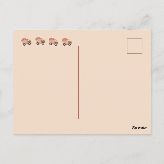 Je laadt een pompwagen met hart briefkaart (Achterkant)