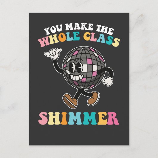 Je laat de hele klas glimmen Groovy Retro Uitnodiging Briefkaart (Voorkant)