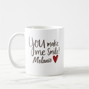 Je laat me glimlachen naam hart Valentijnsdag Koffiemok