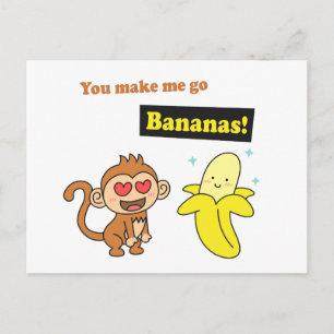 Je laat me helemaal Bananen worden, Schattige Lief Briefkaart