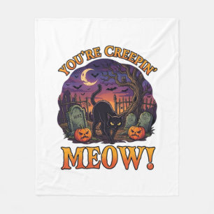Je laat me schrikken Halloween Zwarte Kat Pompoene Fleece Deken