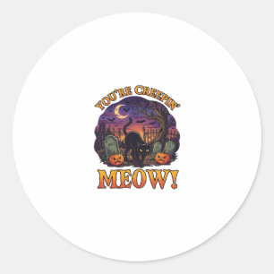 Je laat me schrikken Halloween Zwarte Kat Pompoene Ronde Sticker