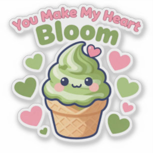 Je laat mijn hart bloeien Cute Kawaii Matcha Sticker