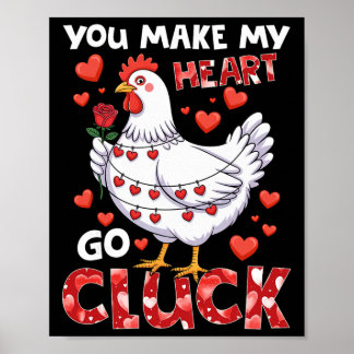 Je laat mijn hart klokken Grappige kip Valentijn Poster