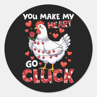 Je laat mijn hart klokken Grappige kip Valentijn Ronde Sticker