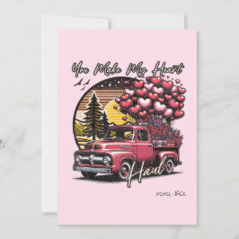 Je laat mijn hart met een vintage vrachtwagen op V Feestdagenkaart