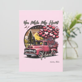 Je laat mijn hart met een vintage vrachtwagen op V Feestdagenkaart