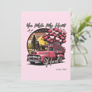 Je laat mijn hart met een vintage vrachtwagen op V Feestdagenkaart