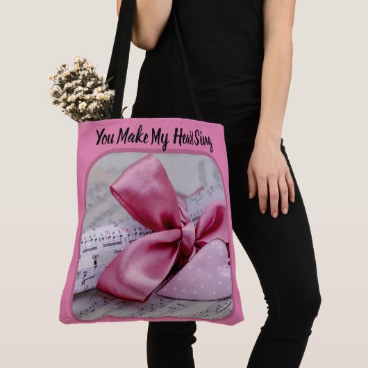 Je laat mijn hart roze Canvas tas zingen (Dichtbij)