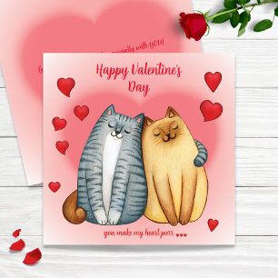 Je laat mijn hart spinnen Schattige kat Valentijns Kaart