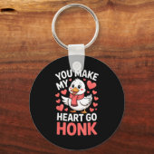 Je laat mijn hart toeteren valentijnsgans grappig sleutelhanger (Voorkant)