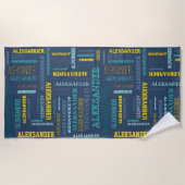 Je (lange) naam is hier te vinden strandlaken (Voorkant)