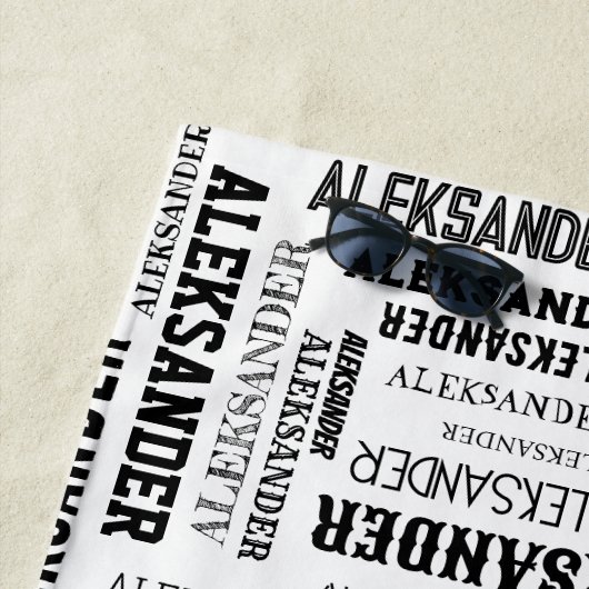 Je (lange) naam is hier te vinden strandlaken (In situ)