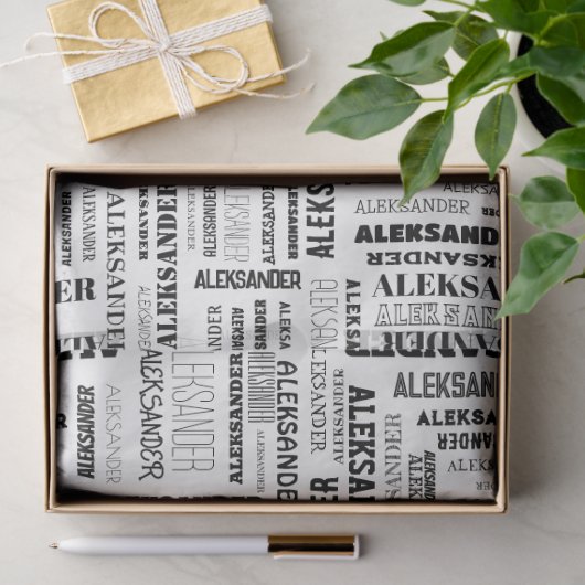 Je (lange) naam is hier te vinden tissuepapier (Geschenk)