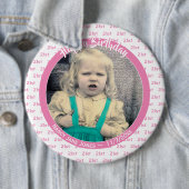 Je leeftijd en foto: Verjaardagnummer roze Ronde Button 6,0 Cm (In situ)
