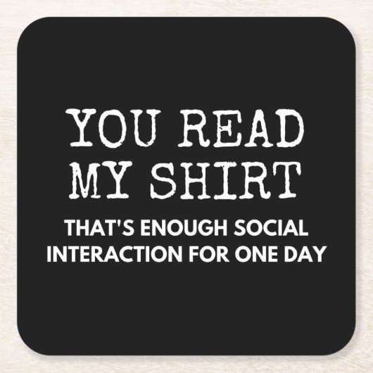 je leest mijn ding genoeg sociale interactie kartonnen onderzetters (Voorkant)