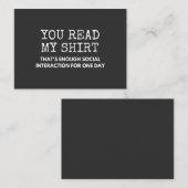 je leest mijn ding genoeg sociale interactie visitekaartje (Voorkant / Achterkant)