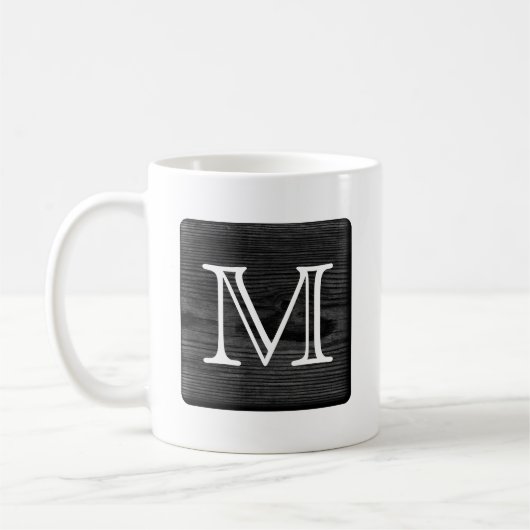 Je Letter Monogram. Afbeelding van Black Wood. Koffiemok (Links)