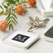 Je Letter Monogram. Afbeelding van Black Wood. Sleutelhanger (Zijkant)