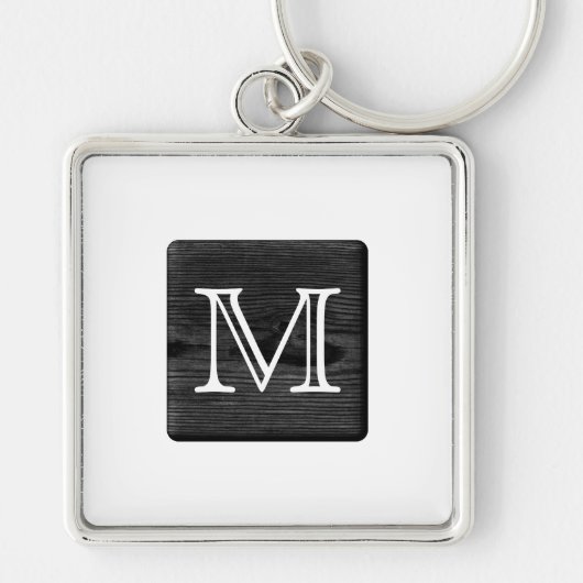 Je Letter Monogram. Afbeelding van Black Wood. Sleutelhanger (Voorkant)