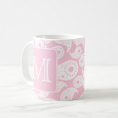 Je Letter Monogram. Roze Paisley Pattern. Koffiemok (Voorkant links)