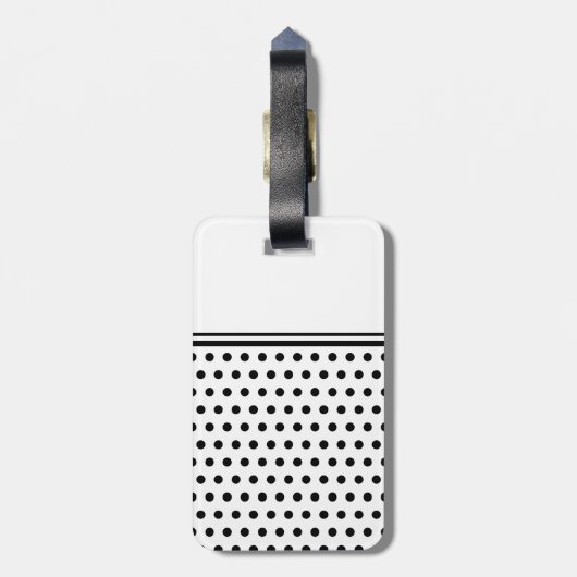 Je Letter Monogram. Zwarte en witte poka Dots. Bagagelabel (Achterkant verticaal)
