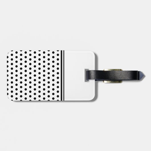 Je Letter Monogram. Zwarte en witte poka Dots. Bagagelabel (Achterkant horizontaal)