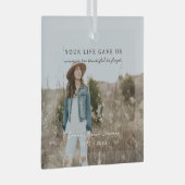 Je leven heeft ons gegeven | Foto Memorial Glas Ornament (Voorkant Rechts)