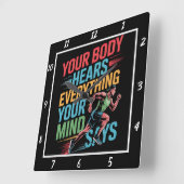 Je lichaam hoort de geest zegt Runner Vierkante Klok (Hoek)