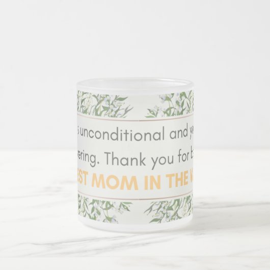 Je liefde is onvoorwaardelijk en je steun matglas koffiemok (Center)