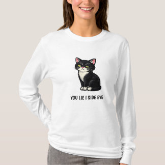 Je liegt, ik kijk scheef Grappige Tuxedo Kat Citaa T-shirt