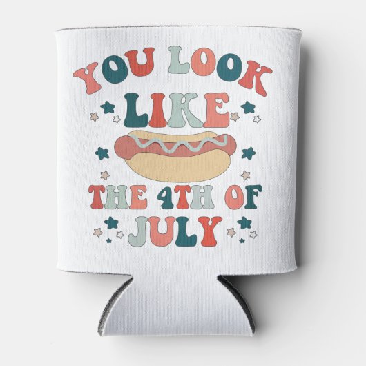 Je Lijkt Op De 4 Juli Hot Dog Patriottisch Blikjeskoeler (Voorkant)