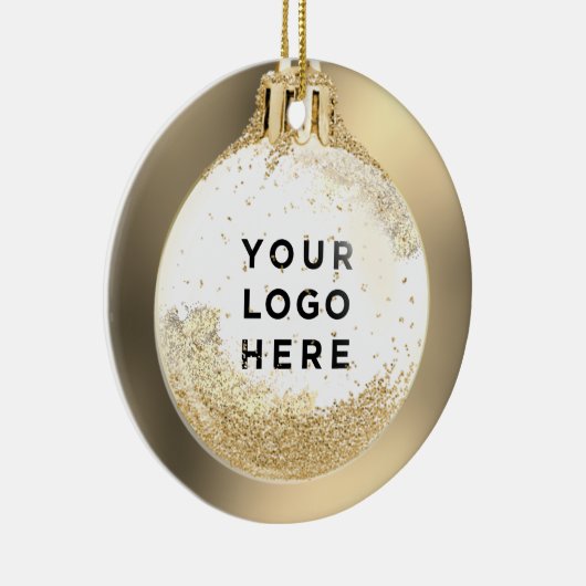 Je Logo aangepaste kerstbal | Achtergrond Keramisch Ornament (Rechts)