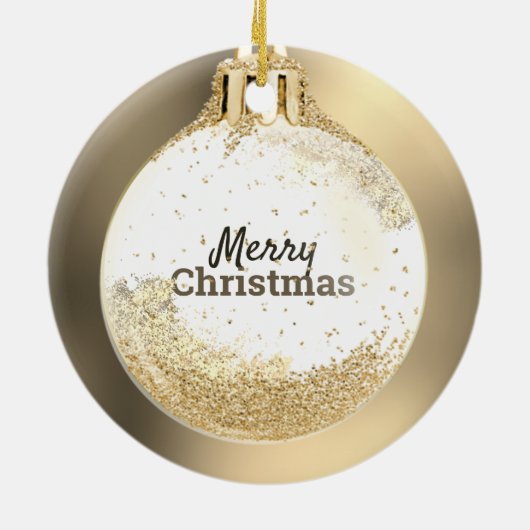 Je Logo aangepaste kerstbal | Achtergrond Keramisch Ornament (Achterkant)