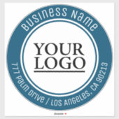 Je Logo Art Foto, Bus. Naam Adres, Ocean Blue Sticker (Vel)