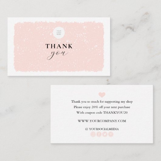 Je Logo bedankt voor je aankoop Visitekaartje (Voorkant / Achterkant)