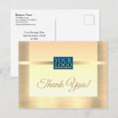 Je Logo, bedrijfsnaam, bericht, Gold bedankt Briefkaart (Voorkant / Achterkant)