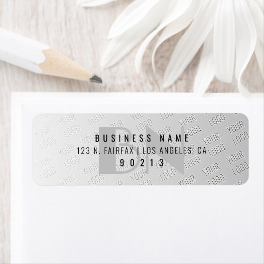 Je Logo betegeld | Teruggaveadres grijs verloop Etiket (Insitu)