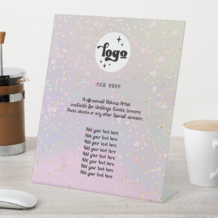 je logo faux glitter flyer reclamebord met voetstuk