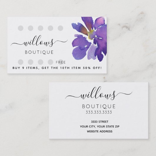 Je Logo Floral Punch Card Visitekaartje (Voorkant / Achterkant)