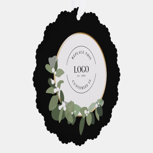 Je logo gaat hier naar Vakantiedagen Modern Wreate Ornament Kaart (Rechts)