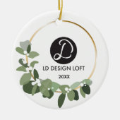 Je logo gaat hier voor kerst. keramisch ornament (Voorkant)