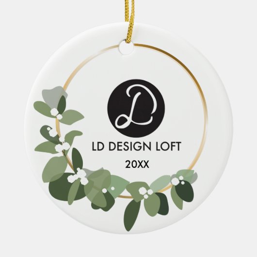 Je logo gaat hier voor kerst. keramisch ornament (Voorkant)