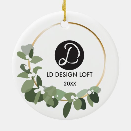 Je logo gaat hier voor kerst. keramisch ornament (Achterkant)