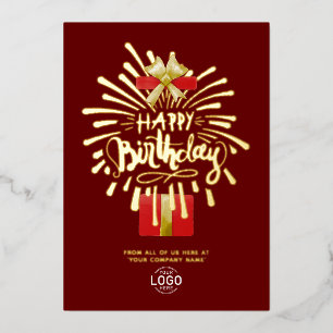Je Logo Gift Fireworks Burgundy Group Birthday Folie Uitnodiging
