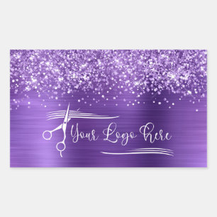 Je Logo Glitterig Amethist Glamour Rechthoekige Sticker