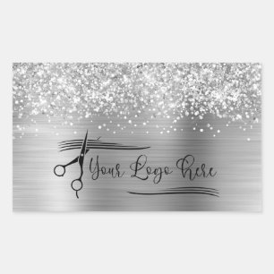 Je Logo Glitterig Zilver Glamour Rechthoekige Sticker