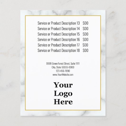 Je Logo hier prijslijst Flyer (Achterkant)